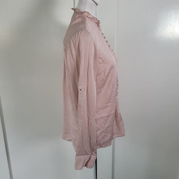 Express Size	M Slim Fit Portofino Shirt Pink Fabric Button Loop Closure Feminine - Picture 2 of 8